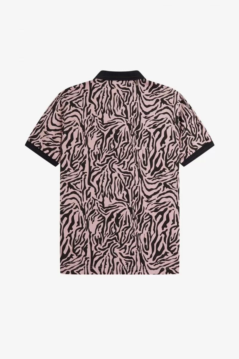 fred perry zebra print herrskjorta dusty rose pink