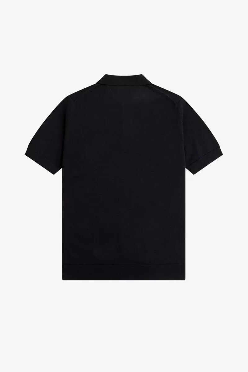 fred perry klassisk stickad herrskjorta marinblå