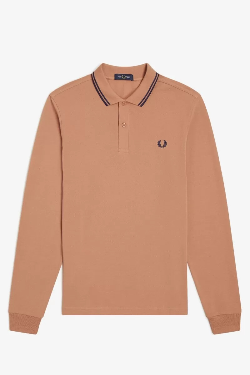 fred perry m3636 herrskjorta ljusrost fransk marinblå