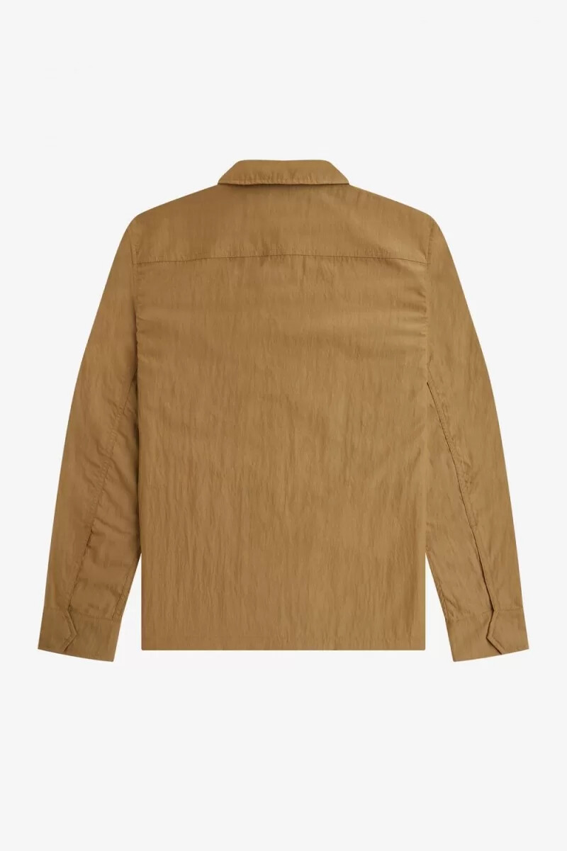 fred perry lätt herrskjorta med dragkedja brun