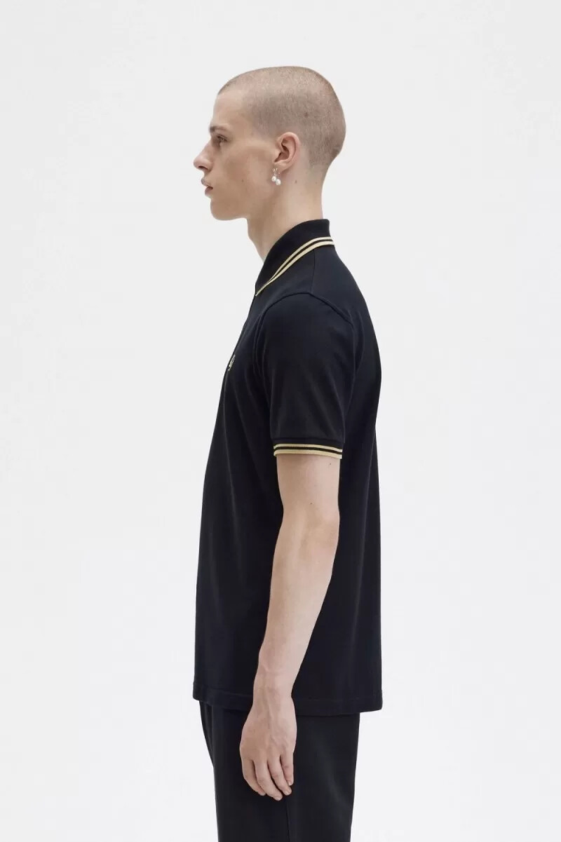 fred perry m12 herrskjorta svart champagne