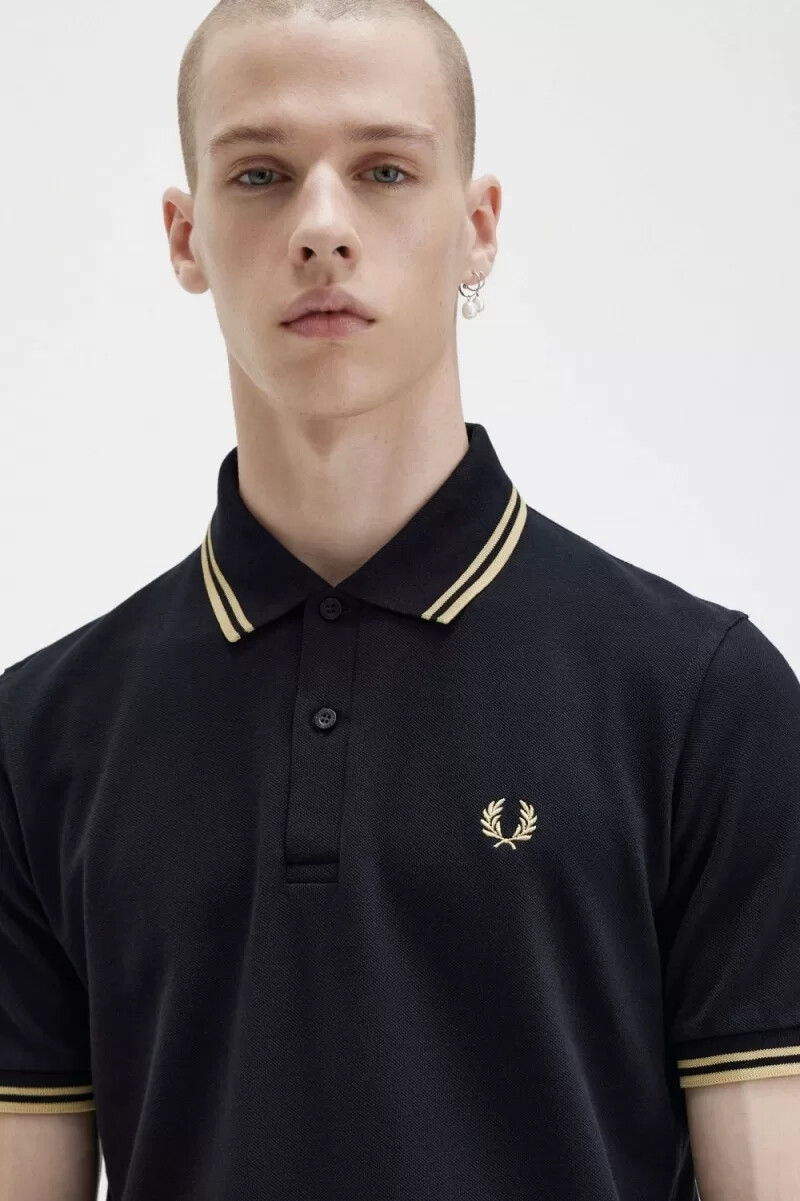 fred perry m12 herrskjorta svart champagne