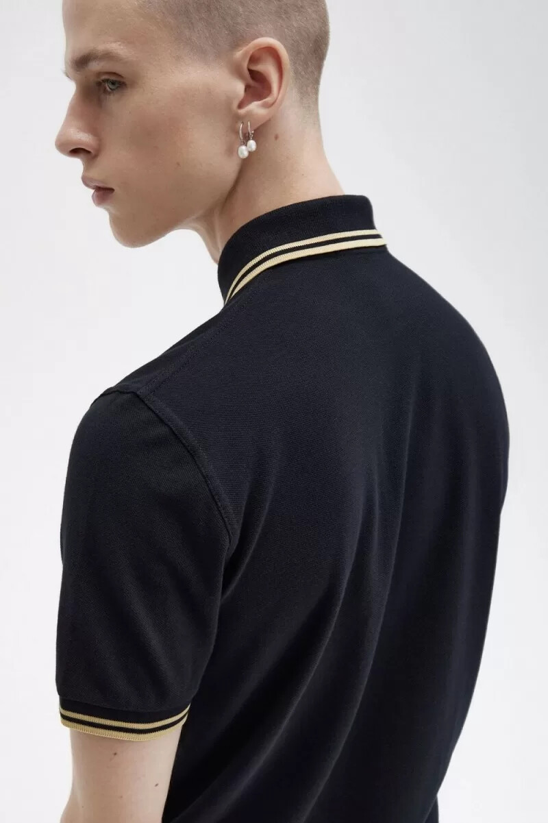 fred perry m12 herrskjorta svart champagne