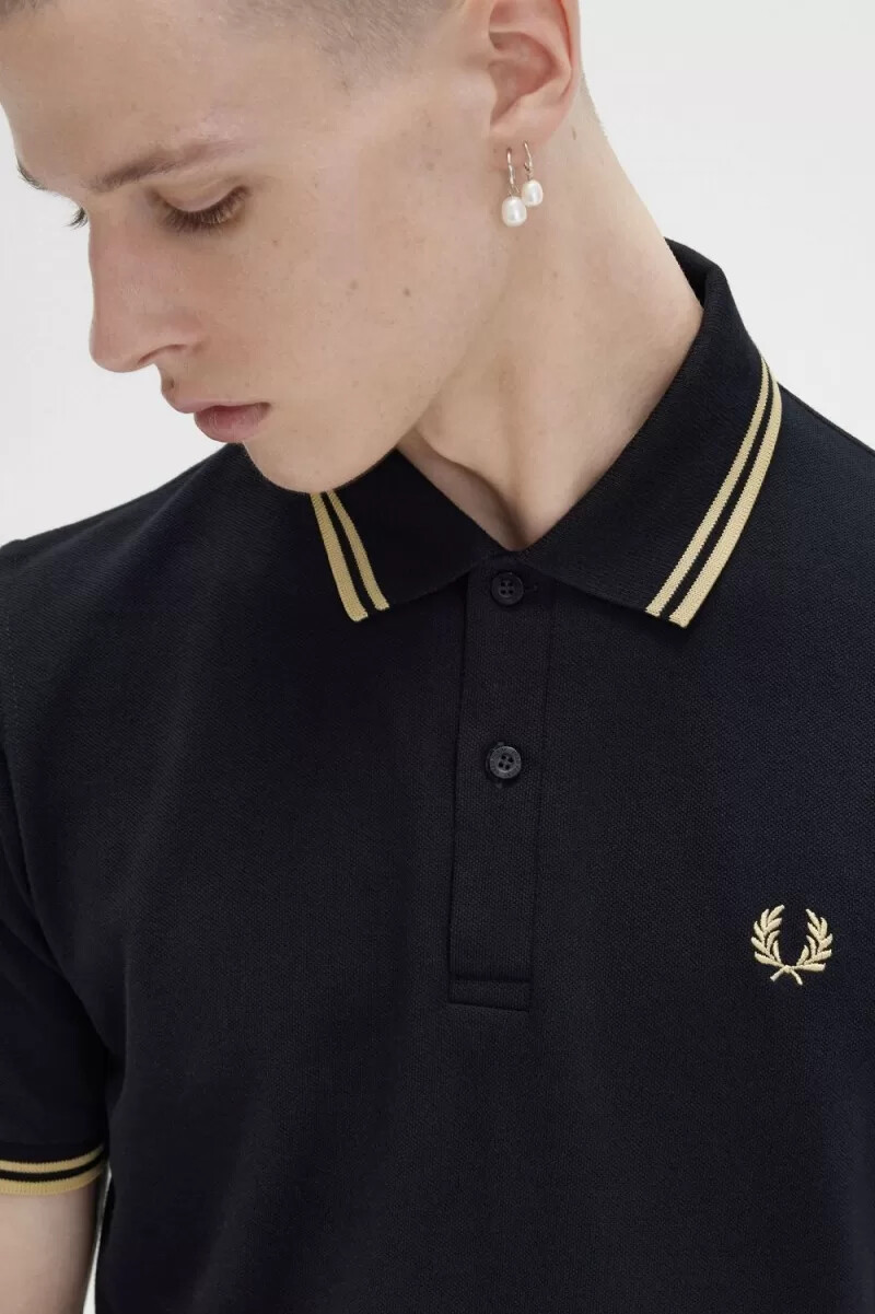 fred perry m12 herrskjorta svart champagne