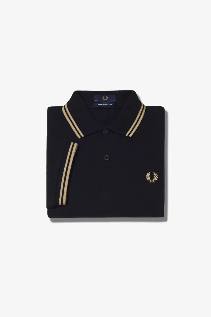 fred perry m12 herrskjorta svart champagne