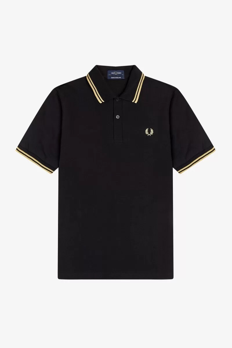 fred perry m12 herrskjorta svart champagne