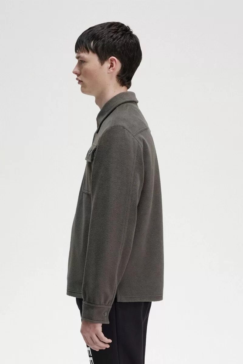 fred perry fleece herrskjorta field green
