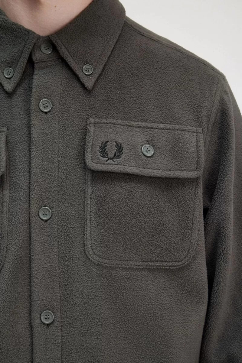 fred perry fleece herrskjorta field green