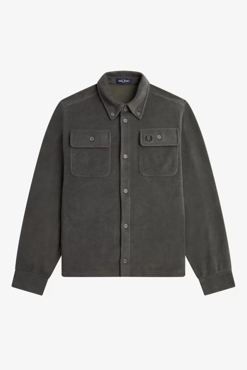 fred perry fleece herrskjorta field green