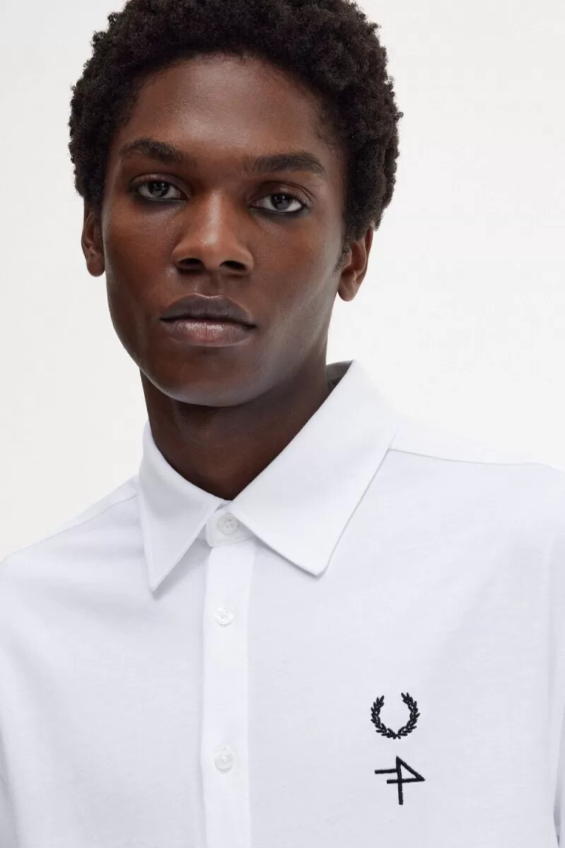 fred perry jersey herrskjorta vit