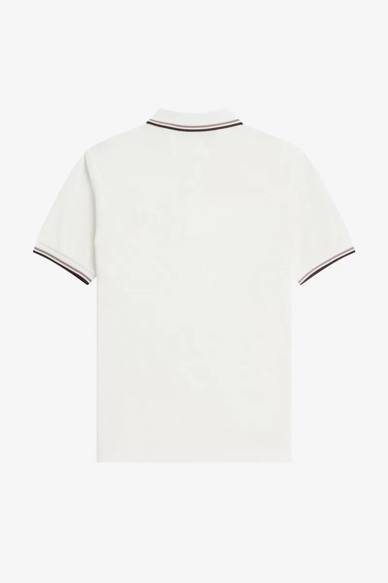 fred perry m3600 herrskjorta snövit djuprosa bränd tobak