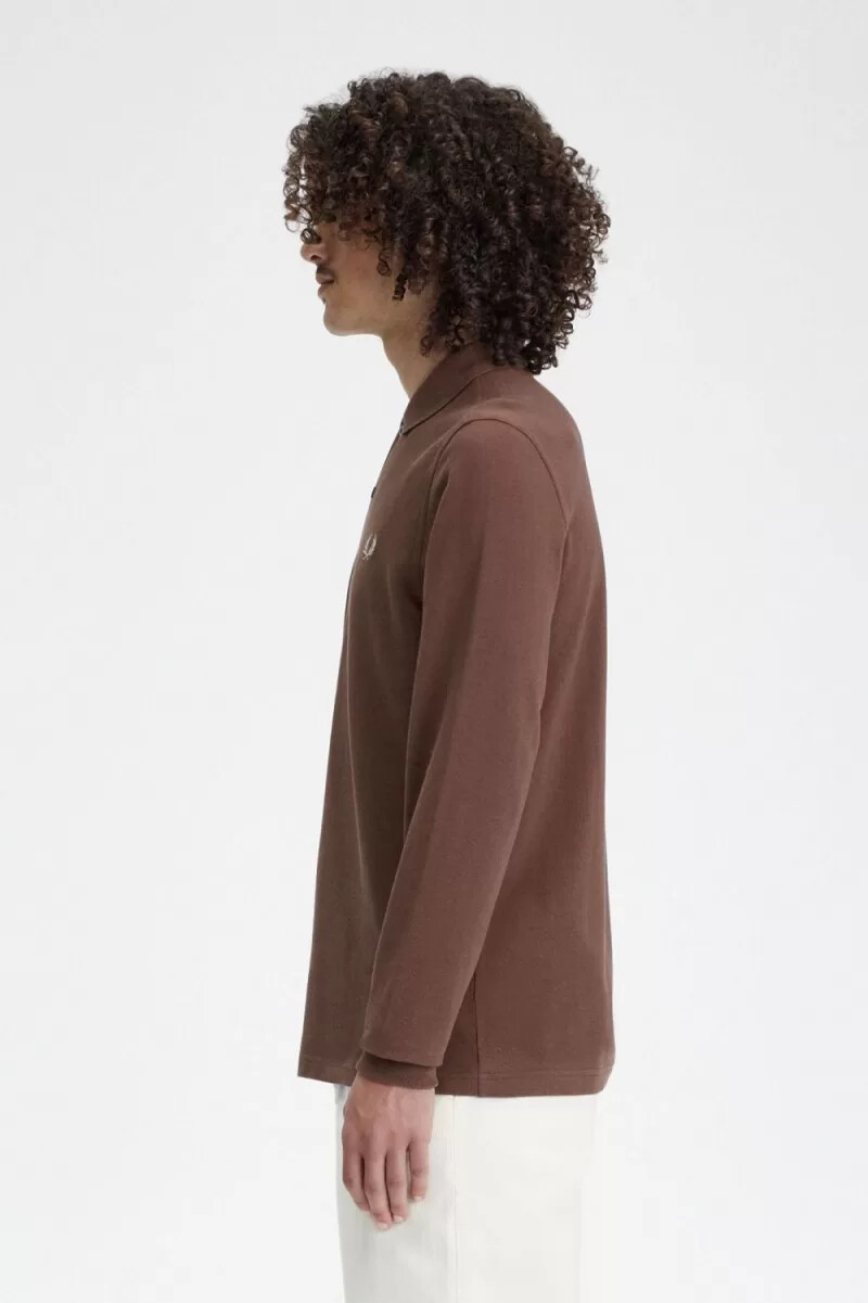fred perry m6006 herrskjorta mörkröd varm grå