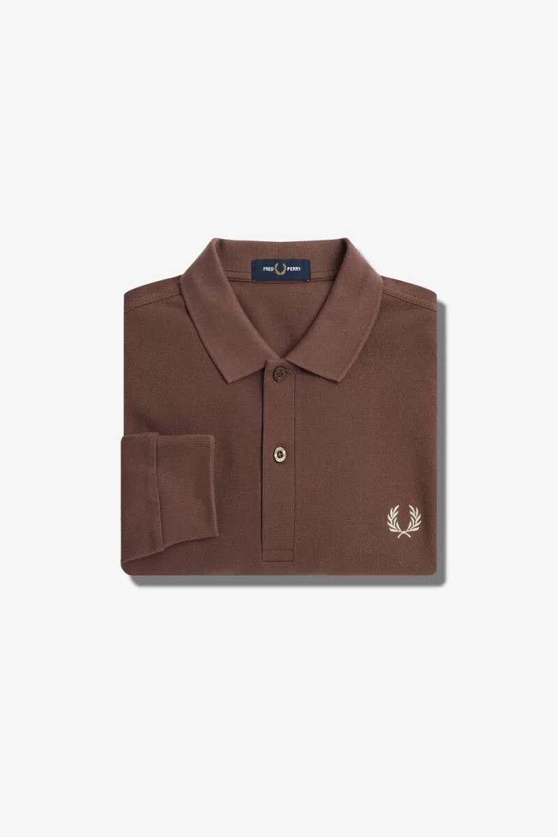 fred perry m6006 herrskjorta mörkröd varm grå