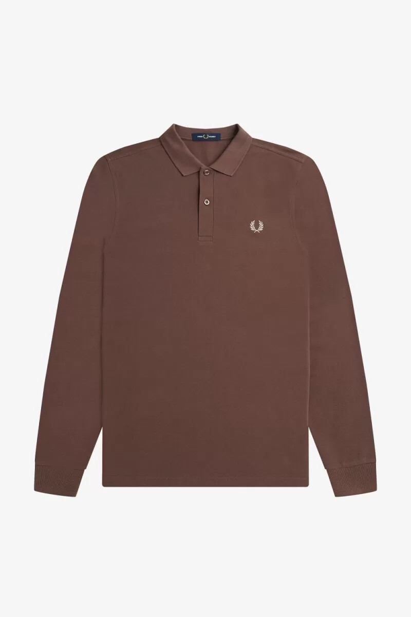 fred perry m6006 herrskjorta mörkröd varm grå