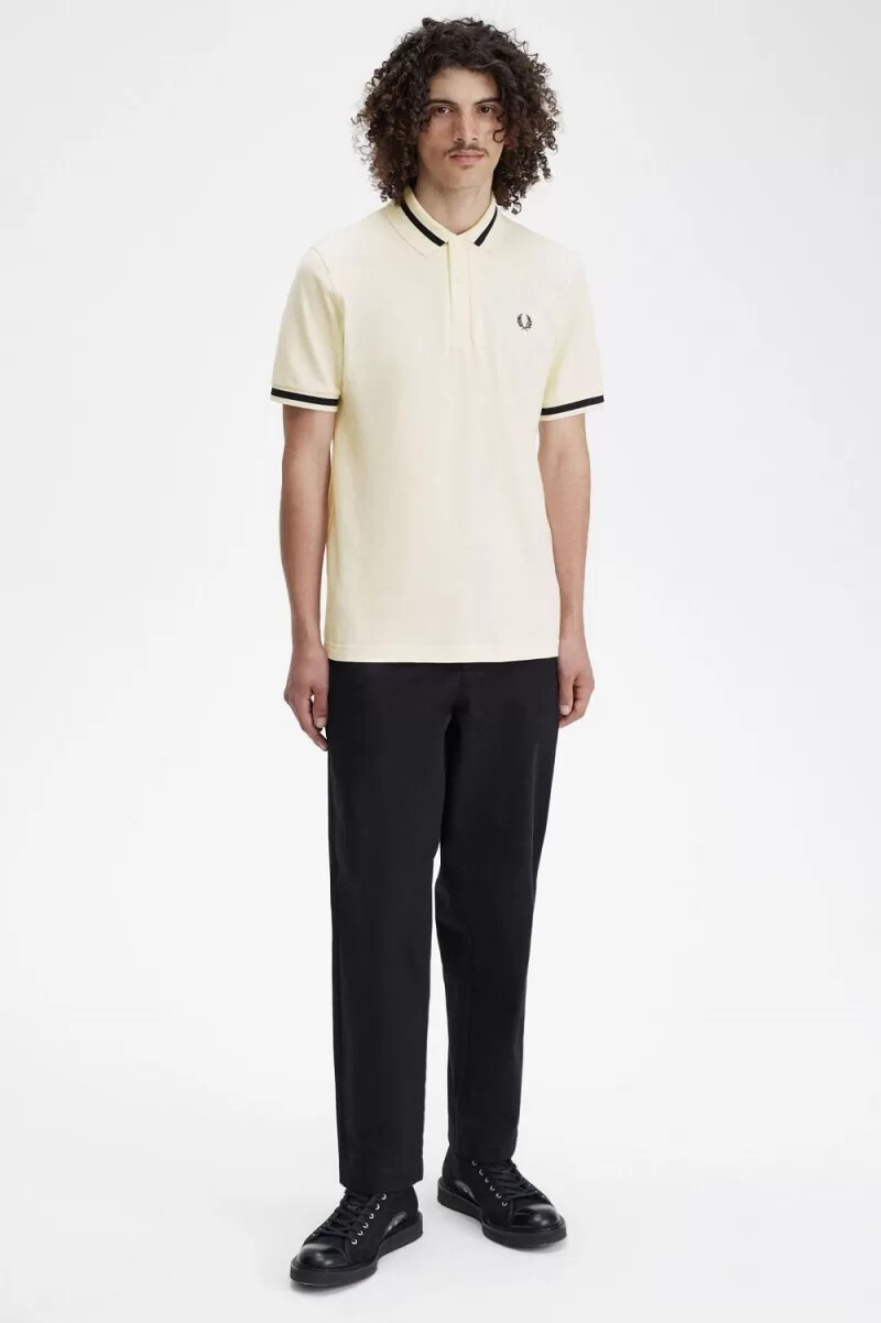 fred perry m2 herrskjorta beige svart