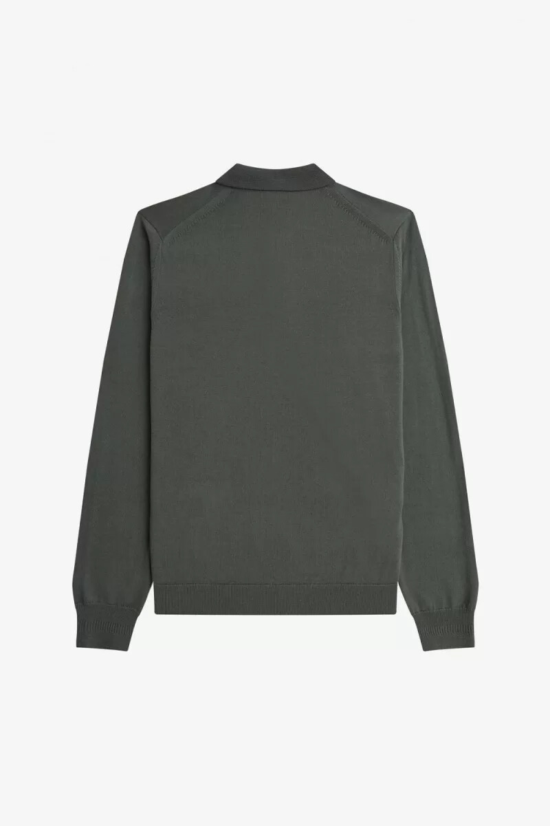 fred perry klassisk stickad herrskjorta field green