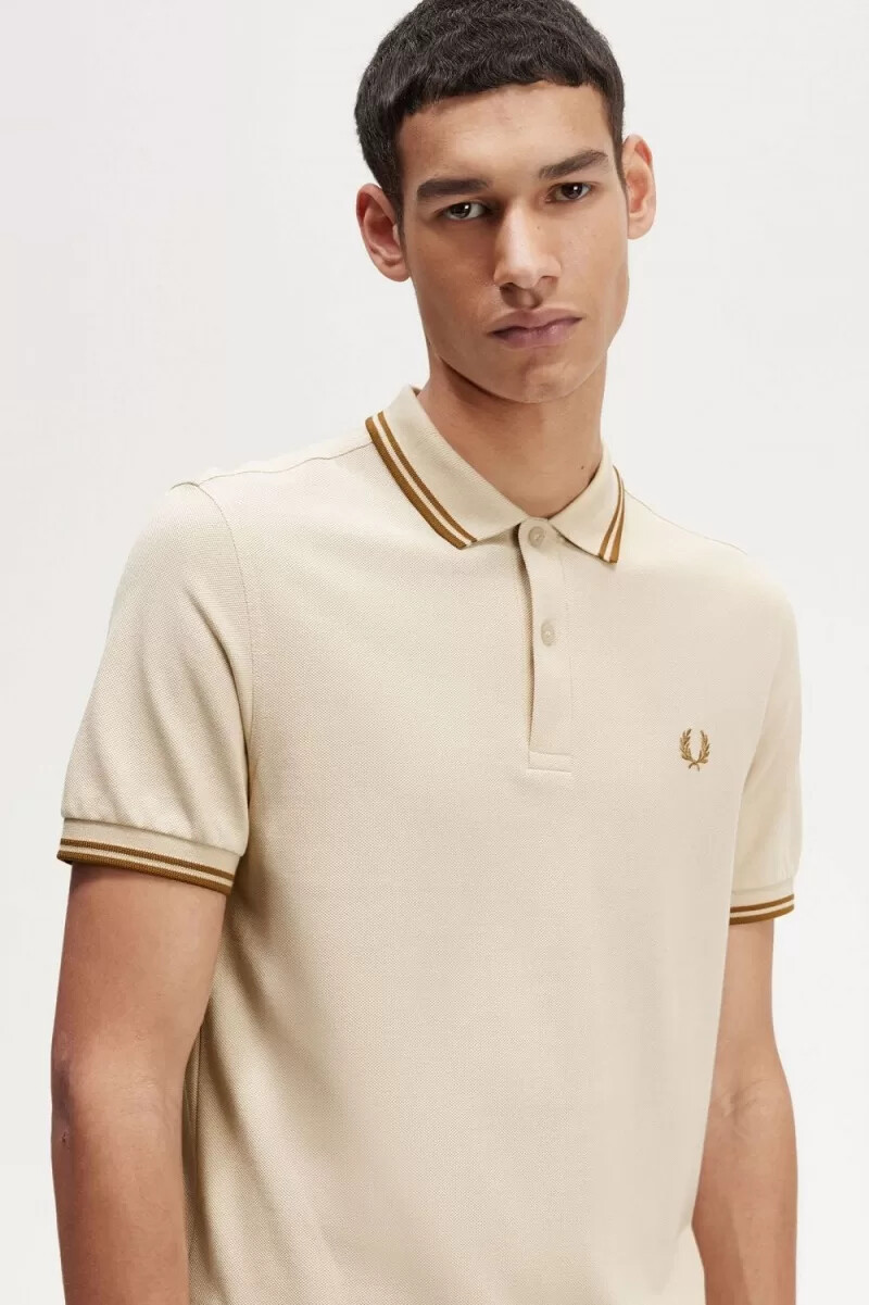 fred perry m3600 herrskjorta havregryn mörk kaffe mörk kaffe