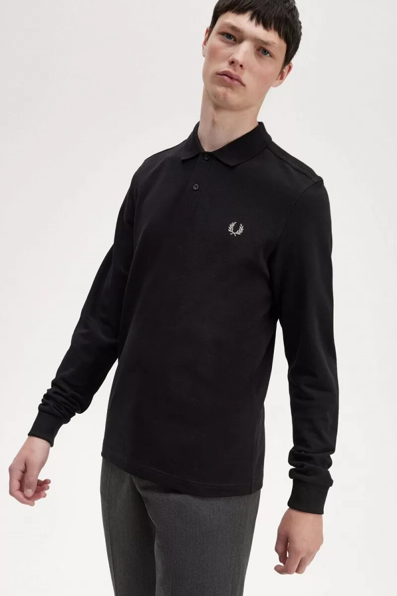 fred perry m6006 herrskjorta svart krom