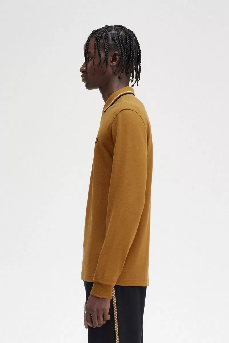 fred perry m3636 herrskjorta mörk kaffe havregryn svart