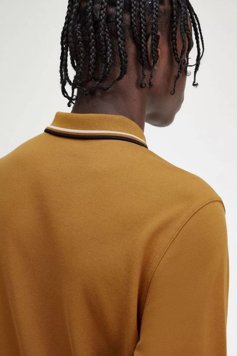 fred perry m3636 herrskjorta mörk kaffe havregryn svart