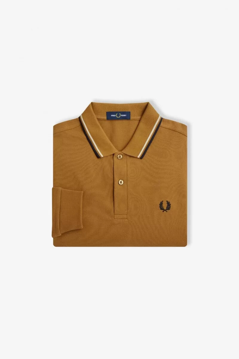 fred perry m3636 herrskjorta mörk kaffe havregryn svart