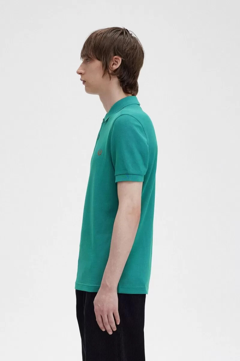fred perry m6000 herrskjorta djup mintgrön whiskybrun