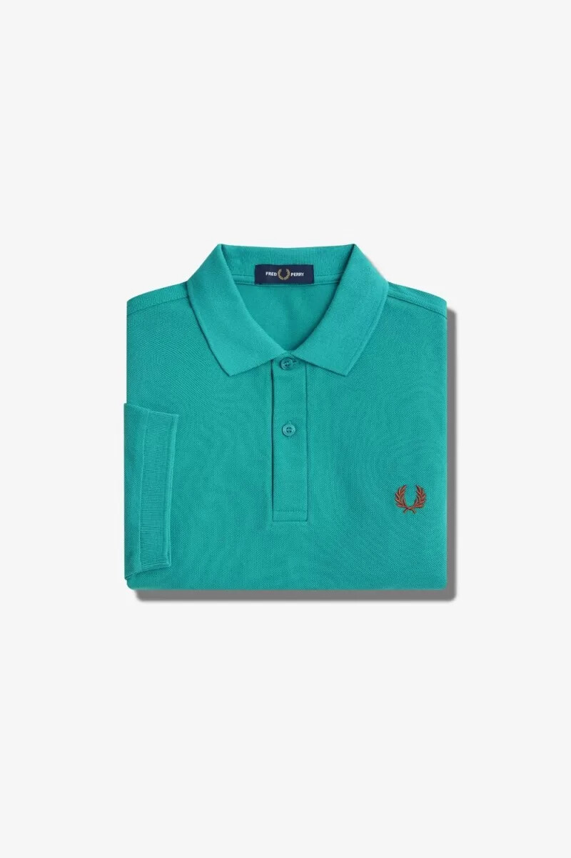 fred perry m6000 herrskjorta djup mintgrön whiskybrun