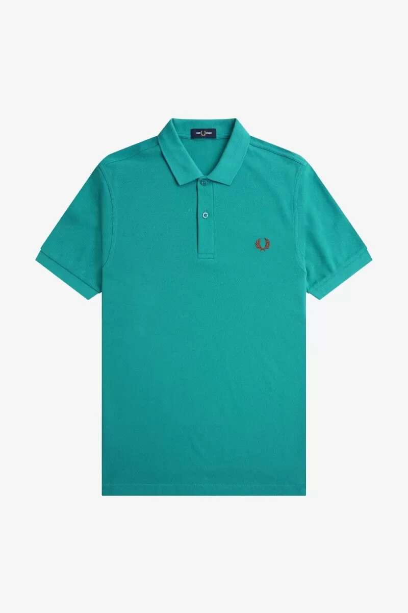 fred perry m6000 herrskjorta djup mintgrön whiskybrun