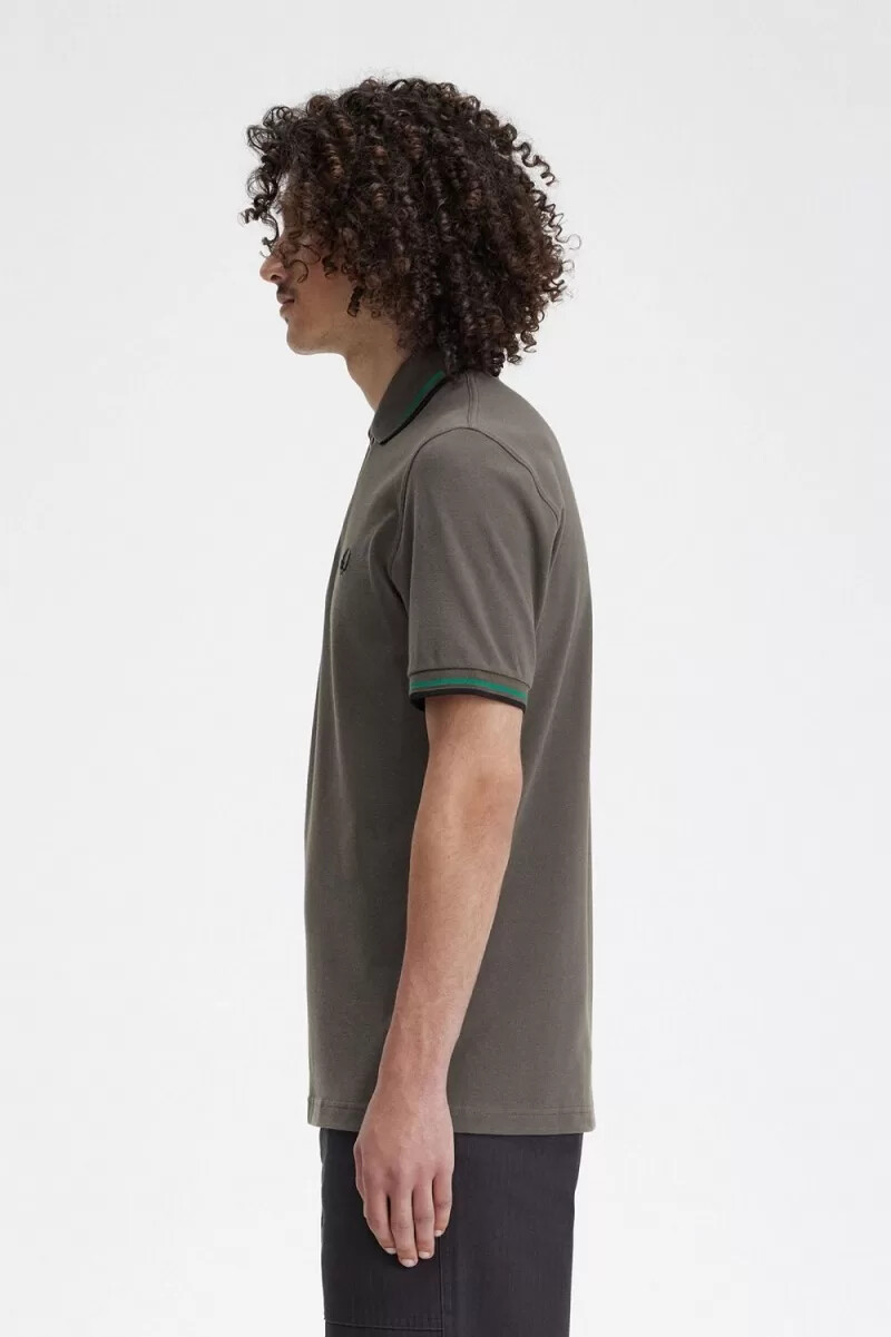 fred perry m12 herrskjorta field green green black