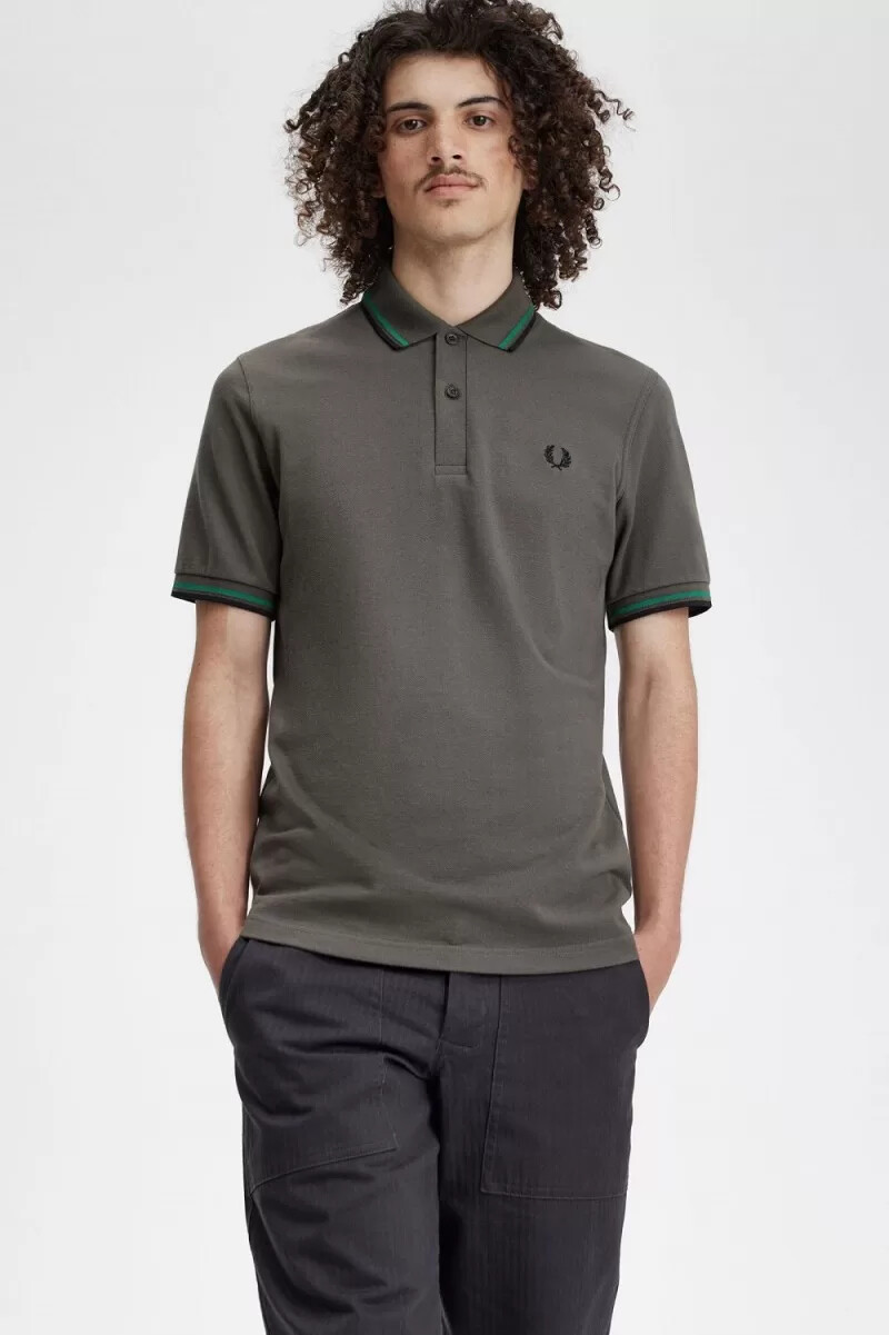 fred perry m12 herrskjorta field green green black