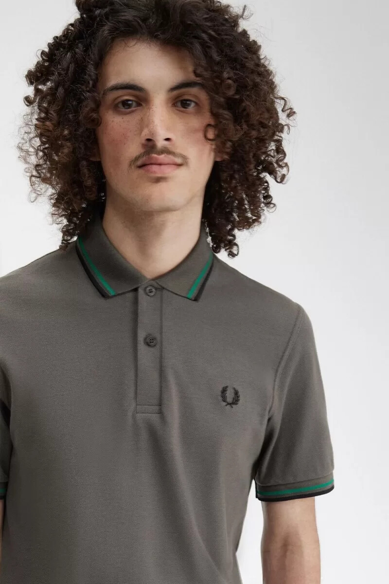 fred perry m12 herrskjorta field green green black