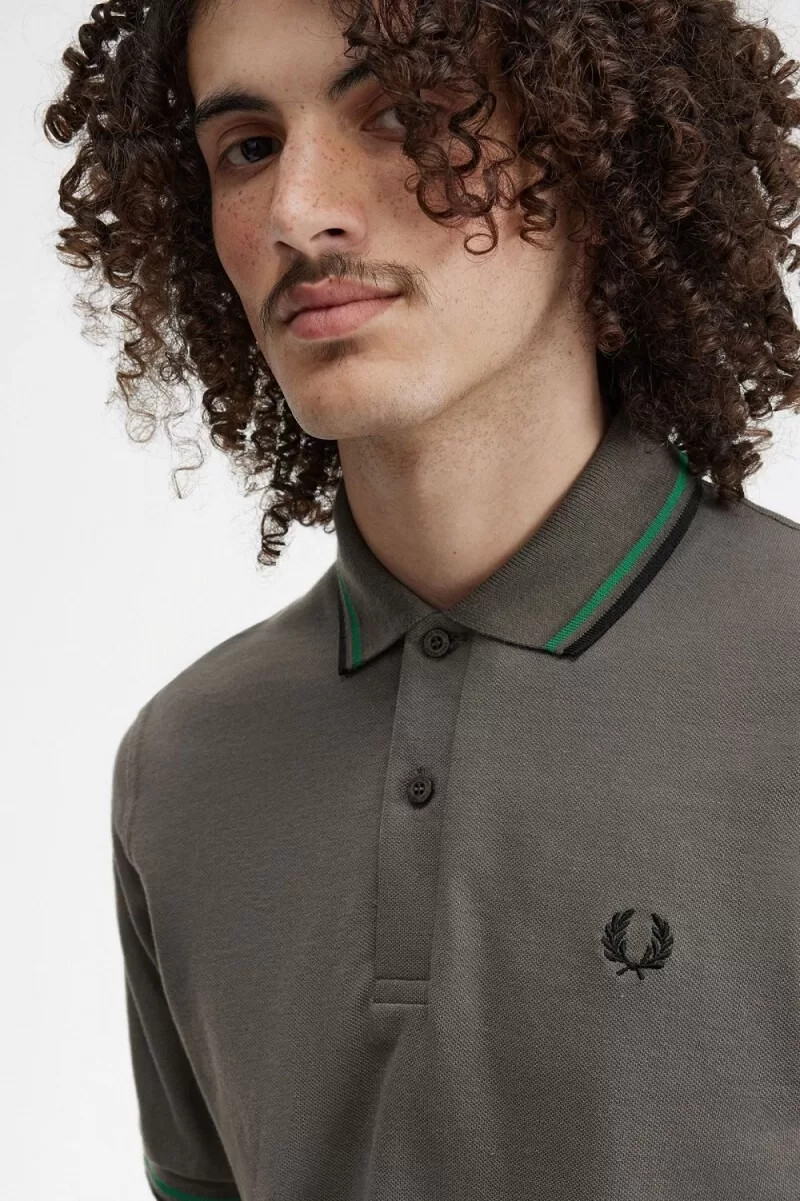 fred perry m12 herrskjorta field green green black