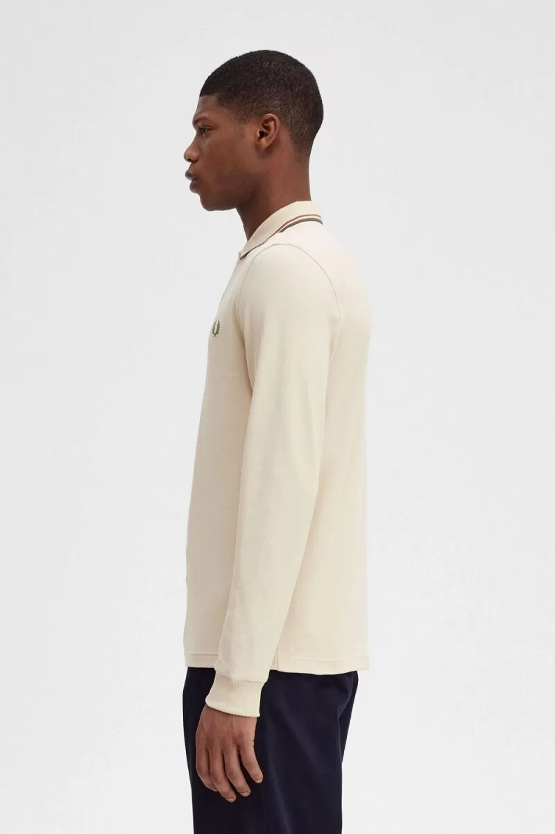 fred perry m3636 herrskjorta havregryn brun fältgrön