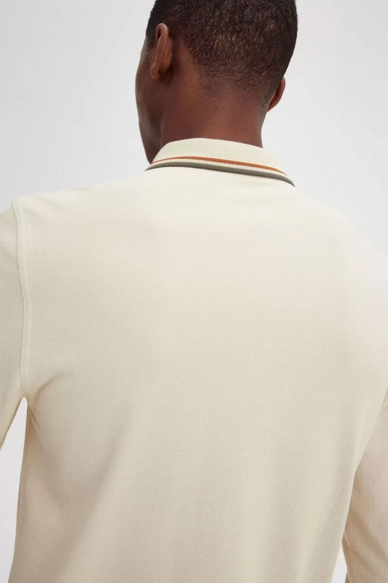 fred perry m3636 herrskjorta havregryn brun fältgrön