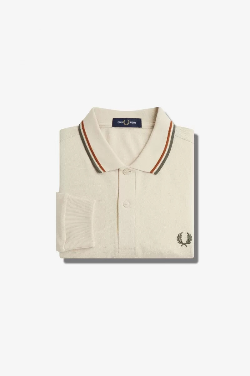 fred perry m3636 herrskjorta havregryn brun fältgrön