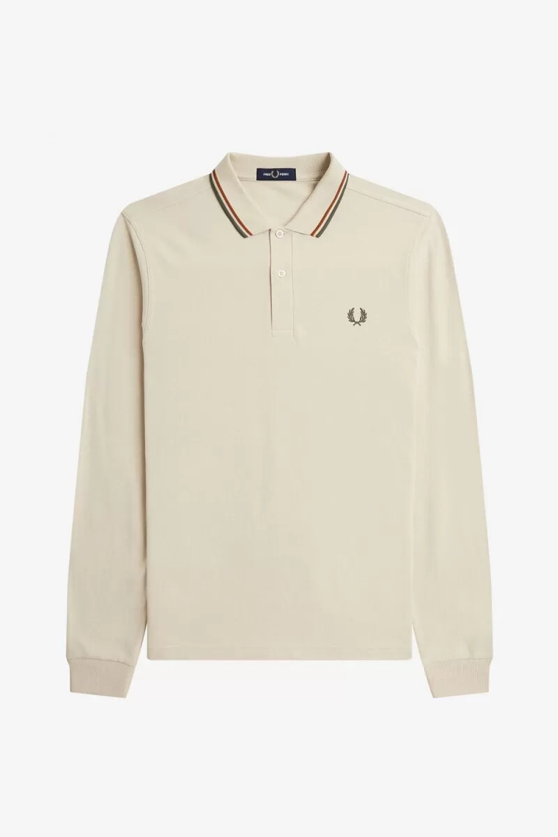 fred perry m3636 herrskjorta havregryn brun fältgrön