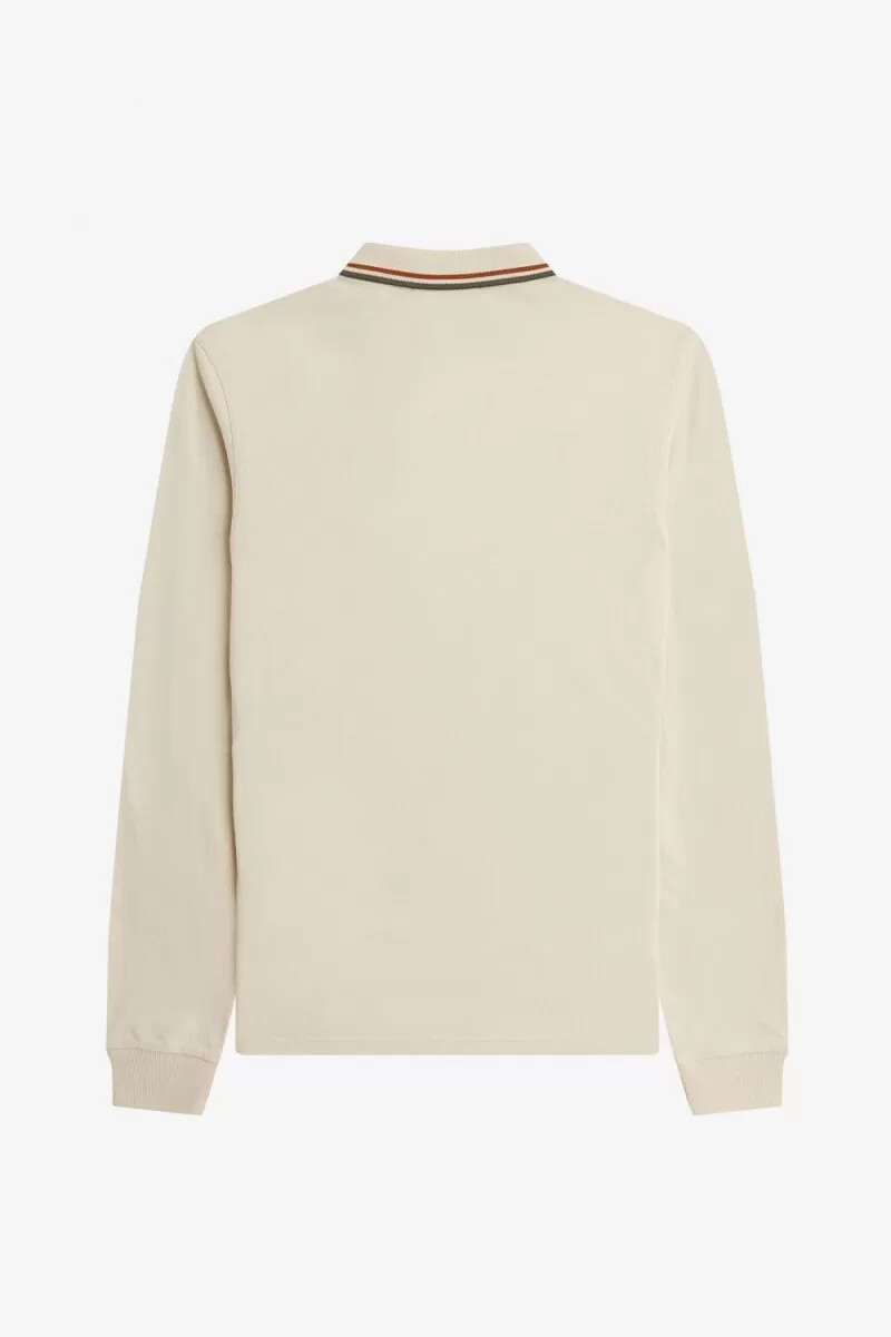 fred perry m3636 herrskjorta havregryn brun fältgrön