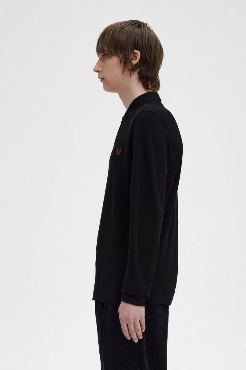 fred perry m6006 herrskjorta svart whiskybrun