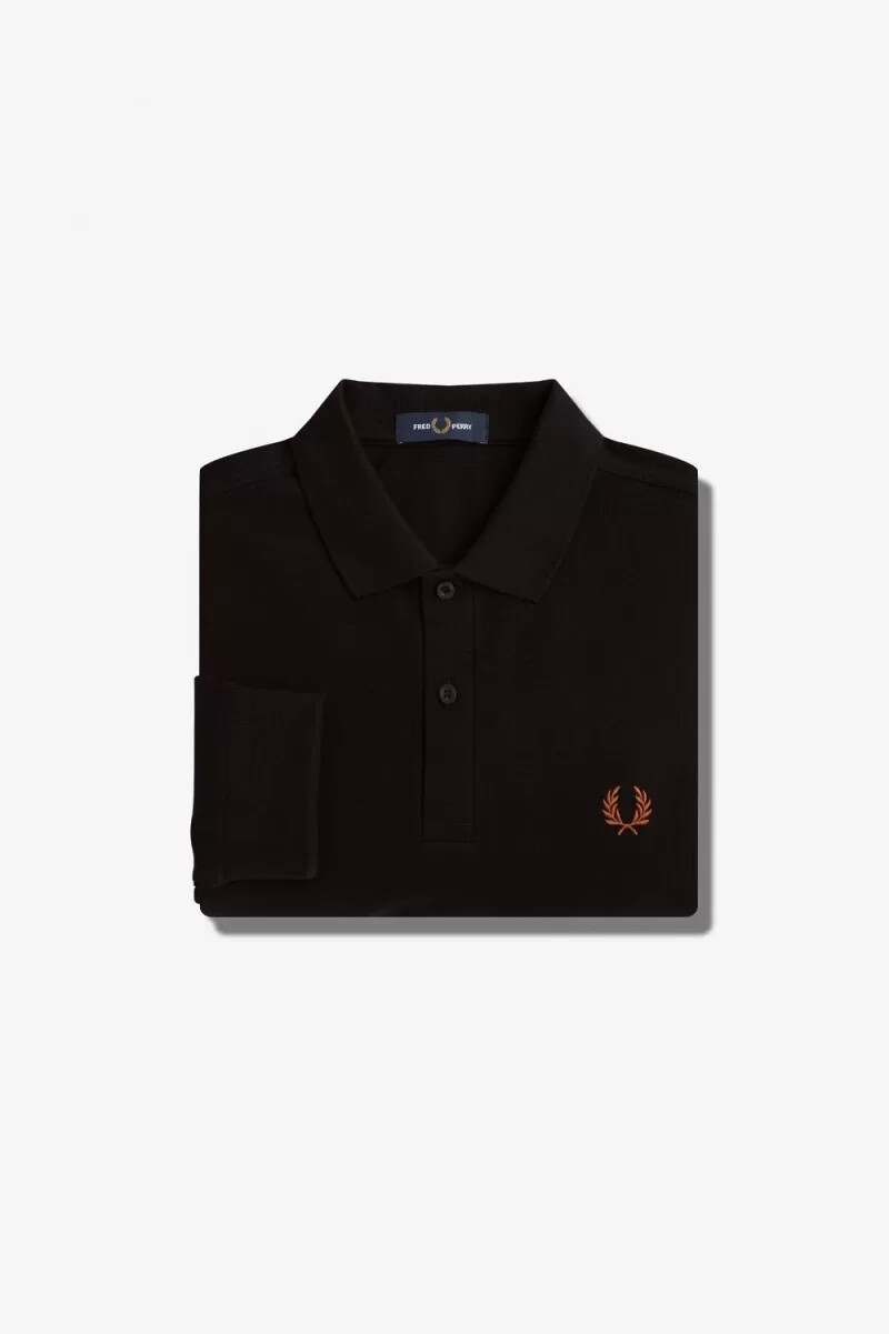 fred perry m6006 herrskjorta svart whiskybrun