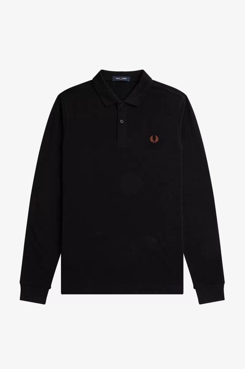 fred perry m6006 herrskjorta svart whiskybrun
