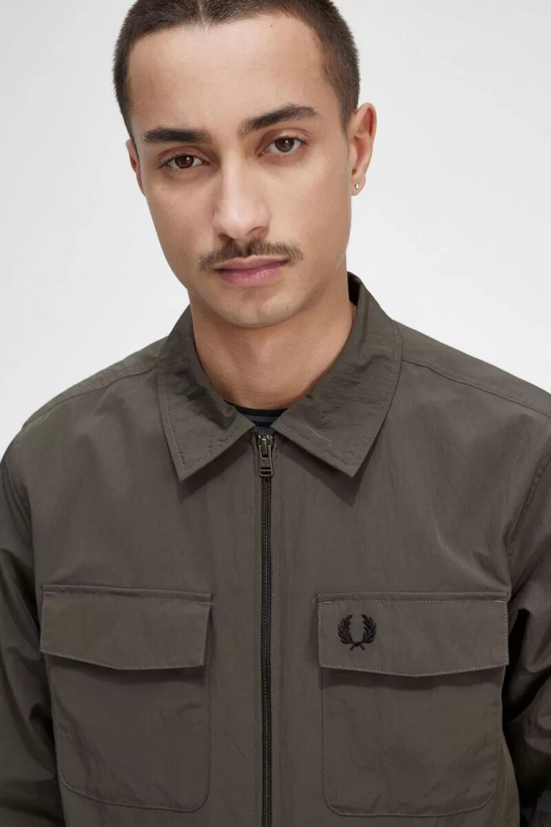 fred perry lätt herrskjorta med dragkedja grön