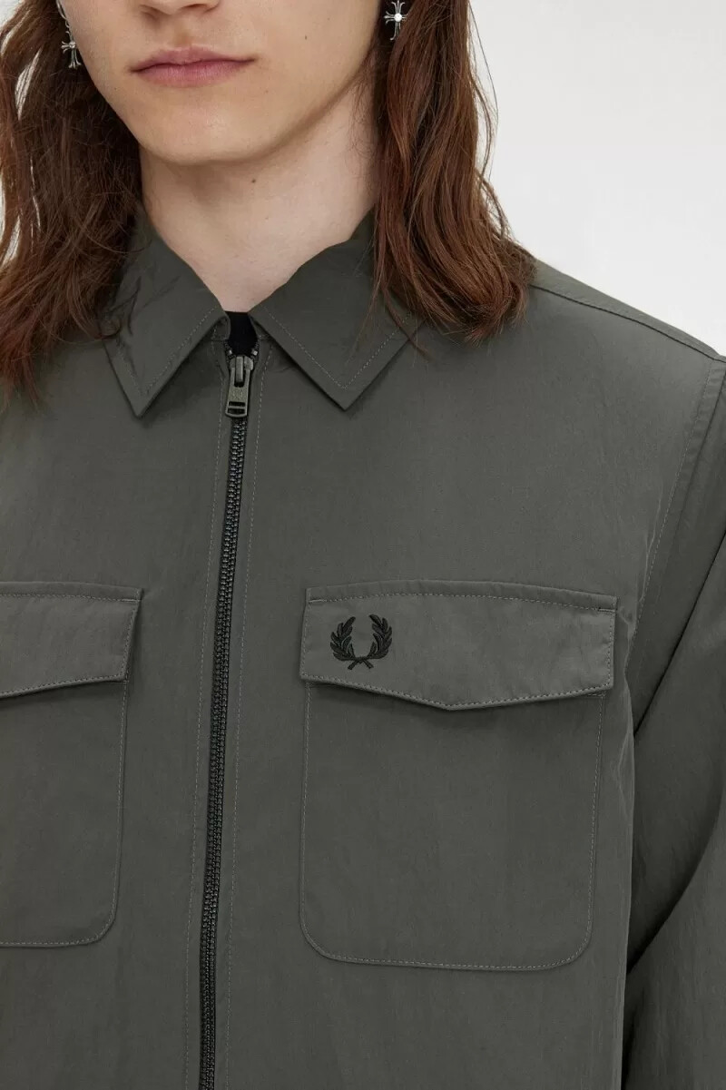 fred perry lätt herrskjorta med dragkedja grön