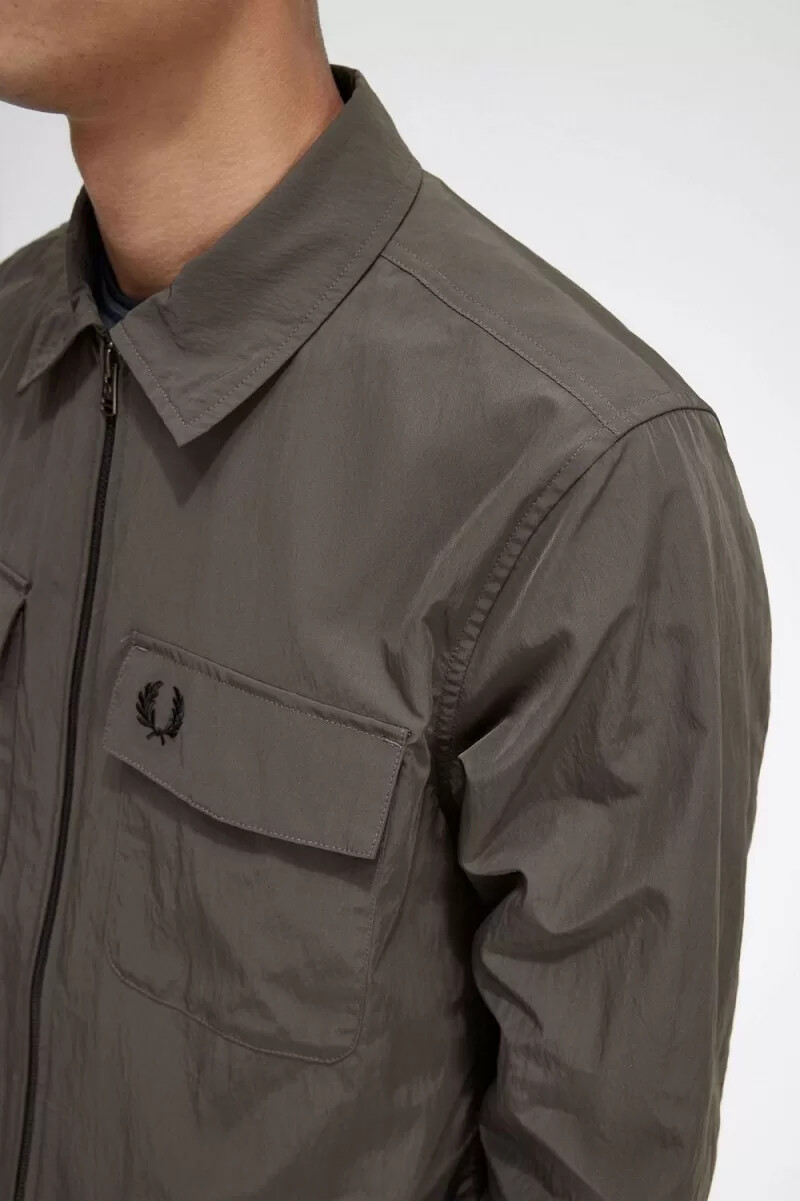 fred perry lätt herrskjorta med dragkedja grön