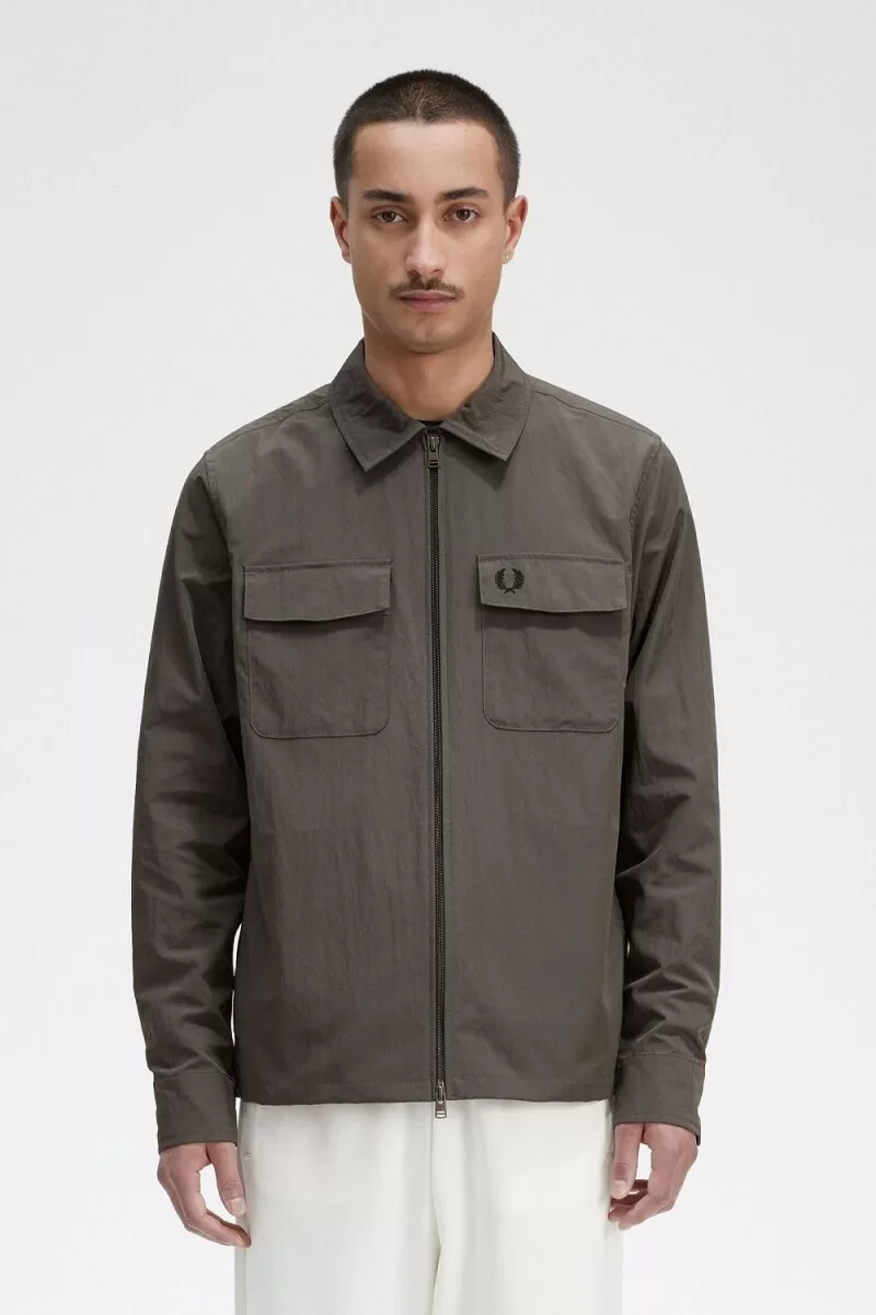fred perry lätt herrskjorta med dragkedja grön