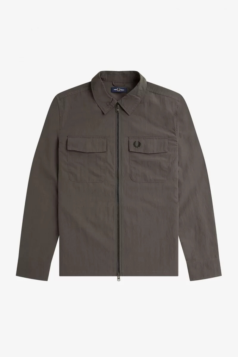 fred perry lätt herrskjorta med dragkedja grön