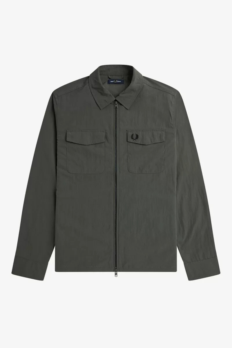 fred perry lätt herrskjorta med dragkedja grön