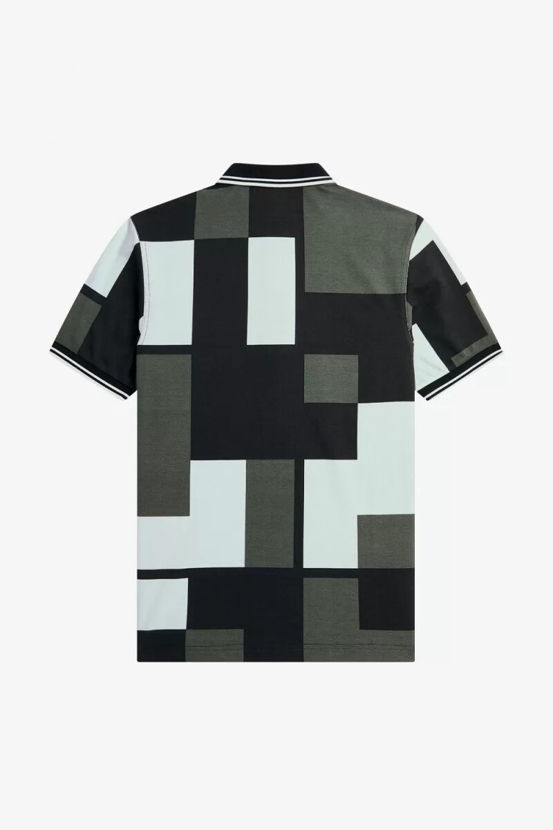 fred perry pixel print herrskjorta ljusblå