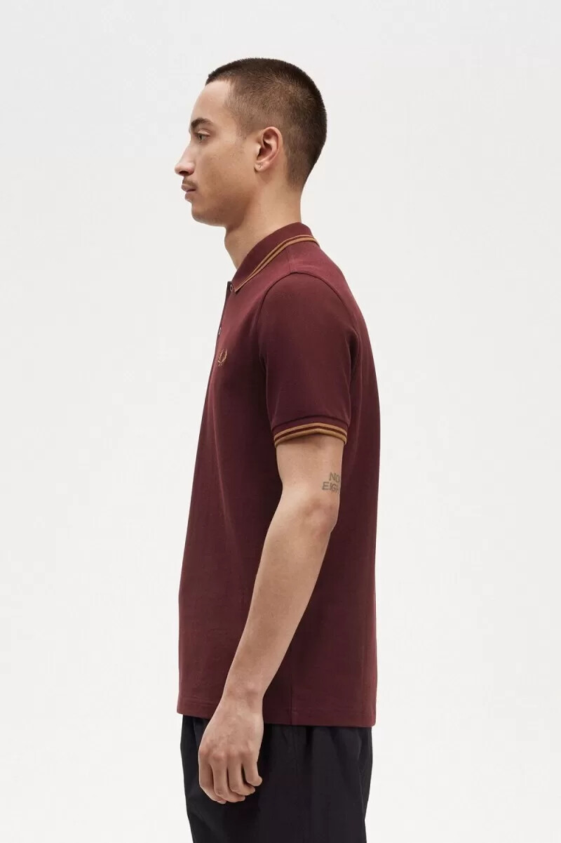 fred perry m3600 herrskjorta oxblood brun