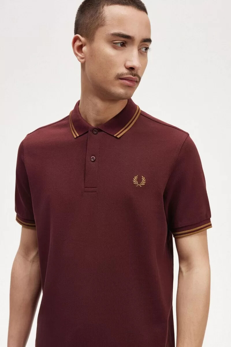 fred perry m3600 herrskjorta oxblood brun