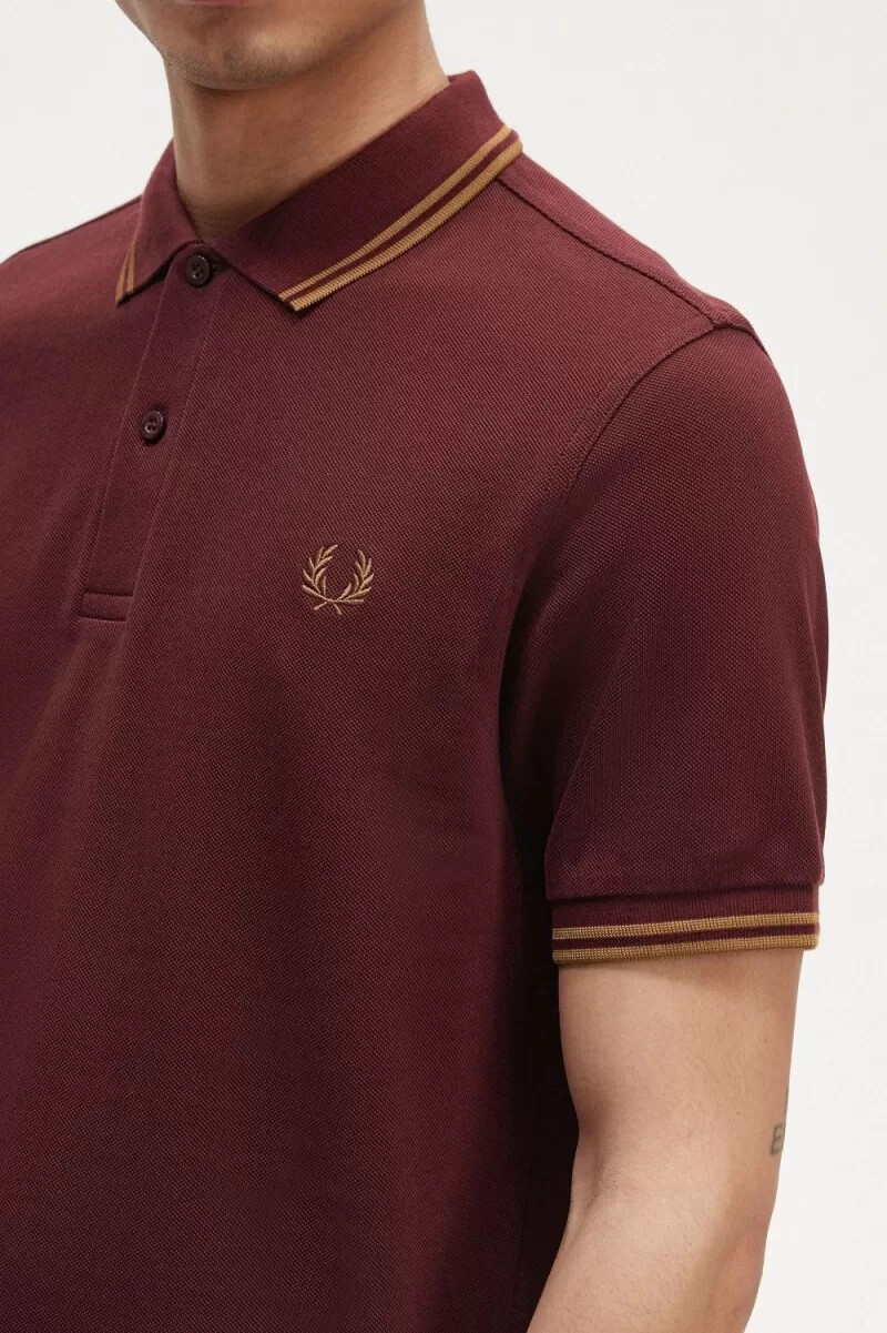 fred perry m3600 herrskjorta oxblood brun